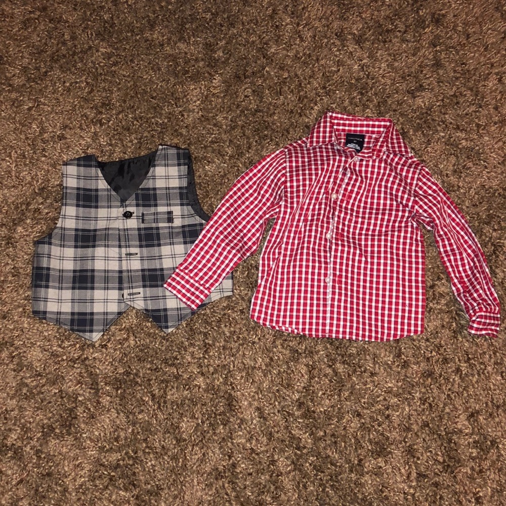 Toddler Boy Button up shirt and vest